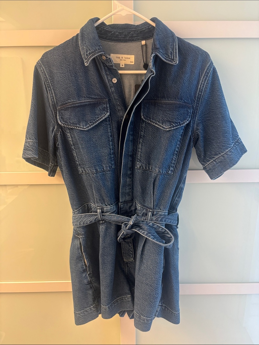 rag & bone Blue lily featherweight surplus romper - denim